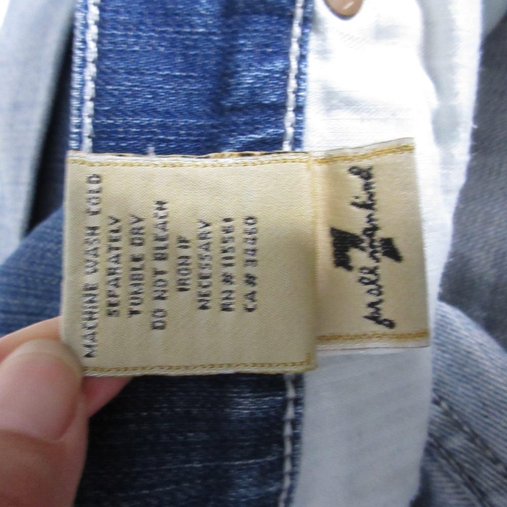 Vintage 7 For All Mankind Jean Shorts 30 Denim Cuffed Blue Low Rise Y2K 90s - Picture 9 of 10